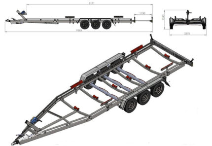 REMORQUE BATEAUX POUR LE TRANSPORT DE BATEAUX UNITRAILER SAIL 3500/3 PTAC 3500 KG